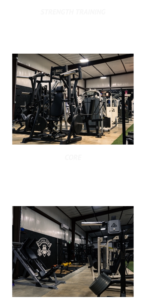 STRENGTH TRAINING Strength training is exercise that makes your muscles stronger by working them against resistance—such as weights, machines, resistance bands, or your own body weight. CORE Core training is fitness that focuses on the muscles in your trunk, including the abs, back, hips, and pelvis, to improve stability, balance, and the efficient transfer of energy throughout the body.